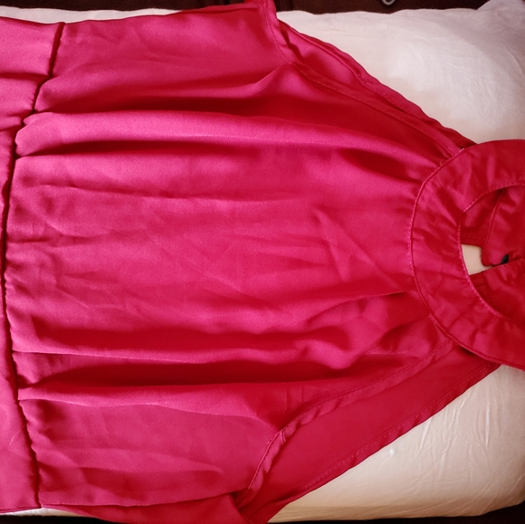 Womens Red Chiffon Dress - Picture 2 of 5